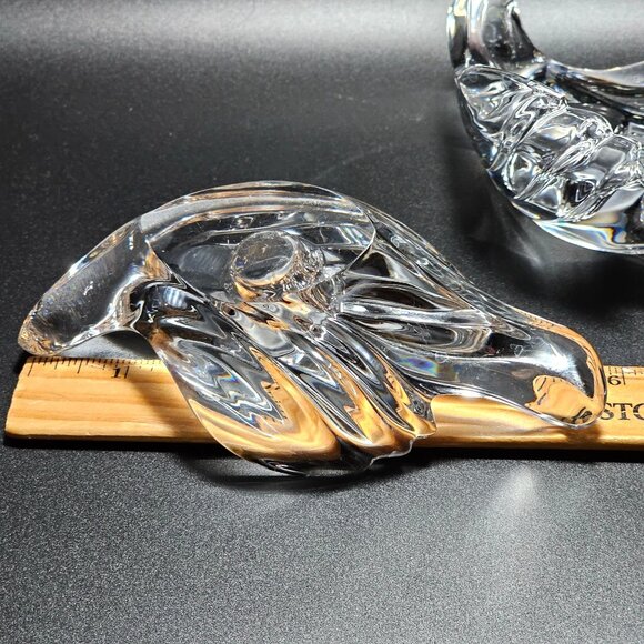 2 Gorham Dove Candlestick Holders 6" lead crystal birds taper holders - Picture 5 of 8